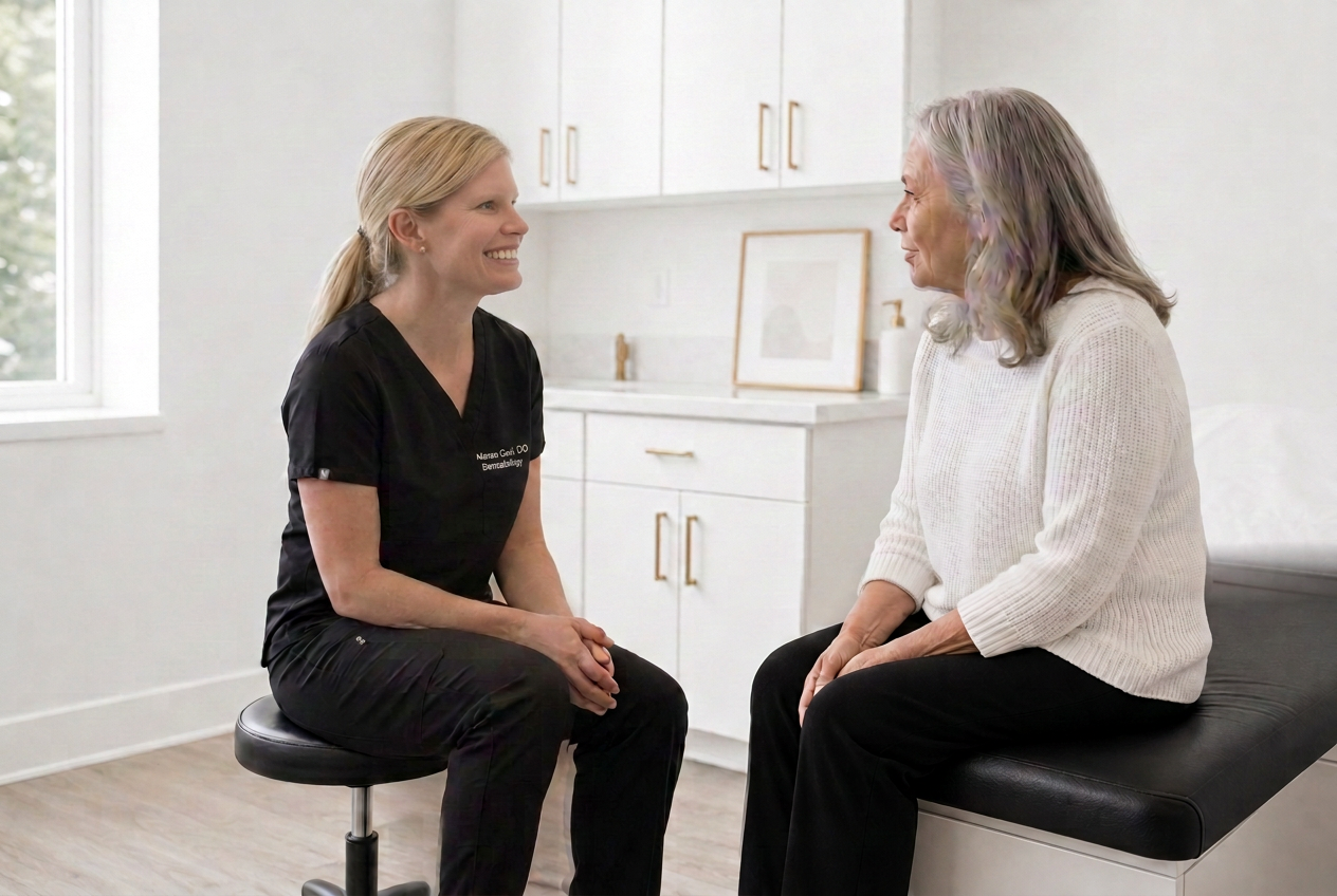 Dr. Gaul talking with a patient in a consultation room